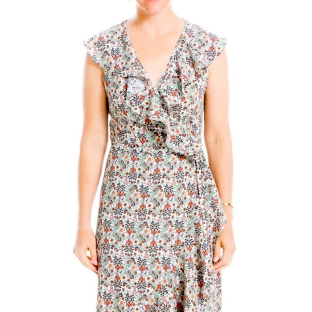 Max Studio Patterned Ruffle Front Wrap Dress - image 3